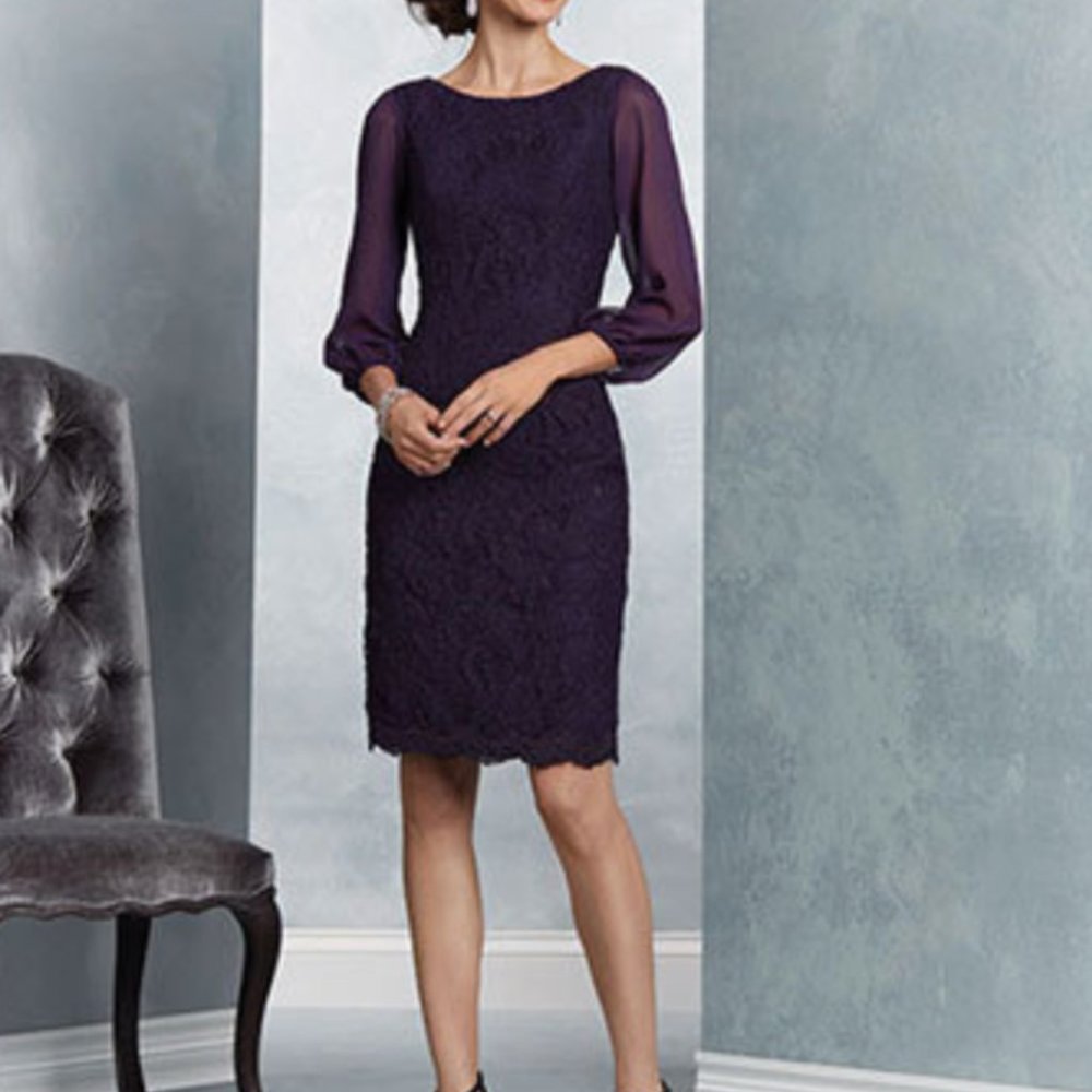 Alfred Angelo 9060 Size 10 Short Gown Dress Purple Eggplant - Picture 2 of 5